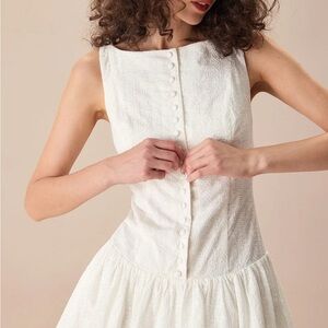 RIHOAS Ivory Textured Sleeveless Dress